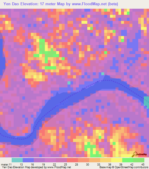 Yen Dao,Vietnam Elevation Map