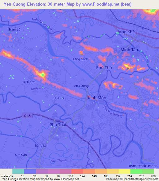 Yen Cuong,Vietnam Elevation Map