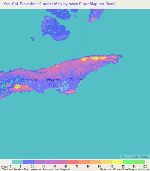 Yen Coi,Vietnam Elevation Map