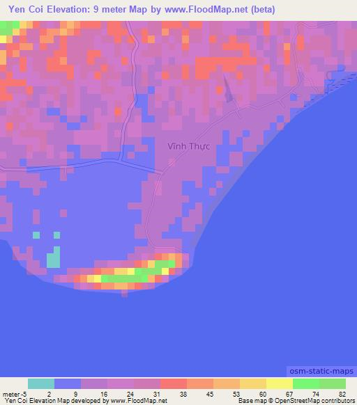 Yen Coi,Vietnam Elevation Map