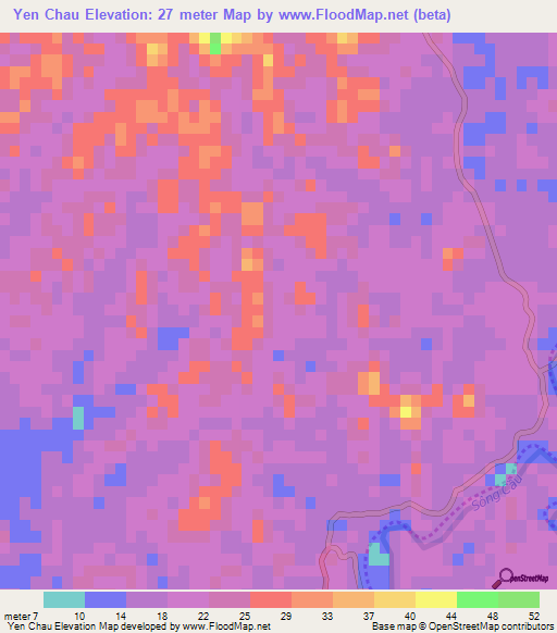 Yen Chau,Vietnam Elevation Map