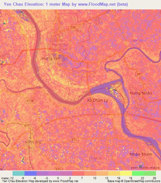 Yen Chau,Vietnam Elevation Map