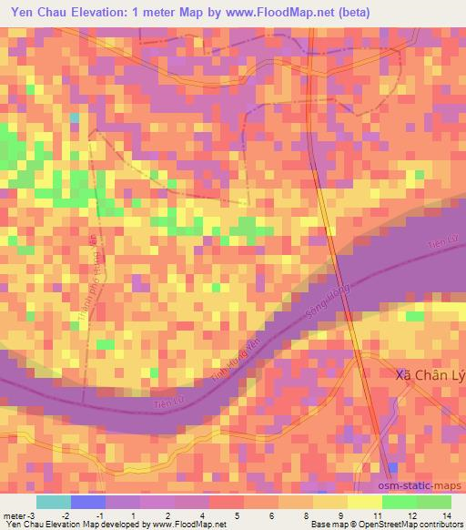 Yen Chau,Vietnam Elevation Map