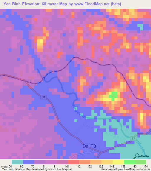 Yen Binh,Vietnam Elevation Map