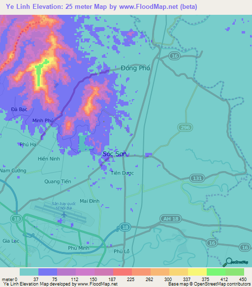 Ye Linh,Vietnam Elevation Map