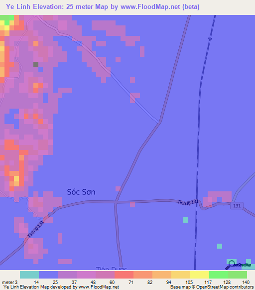 Ye Linh,Vietnam Elevation Map