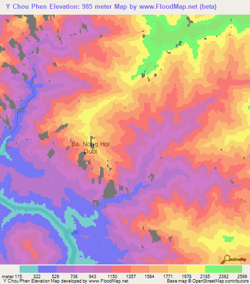 Y Chou Phen,Vietnam Elevation Map