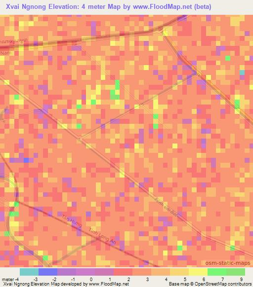 Xvai Ngnong,Vietnam Elevation Map