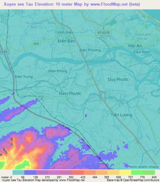 Xuyen see Tau,Vietnam Elevation Map