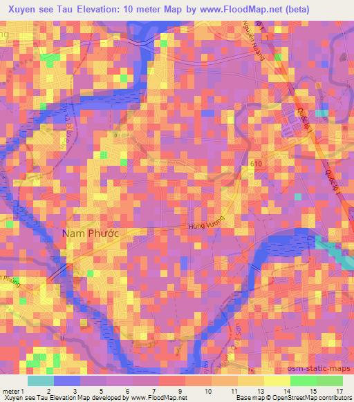 Xuyen see Tau,Vietnam Elevation Map