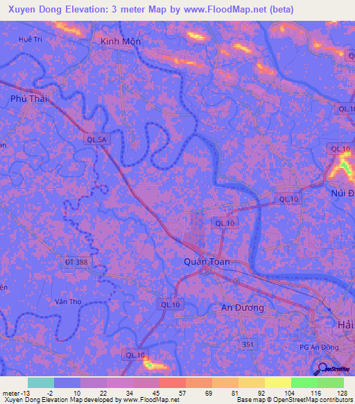 Xuyen Dong,Vietnam Elevation Map