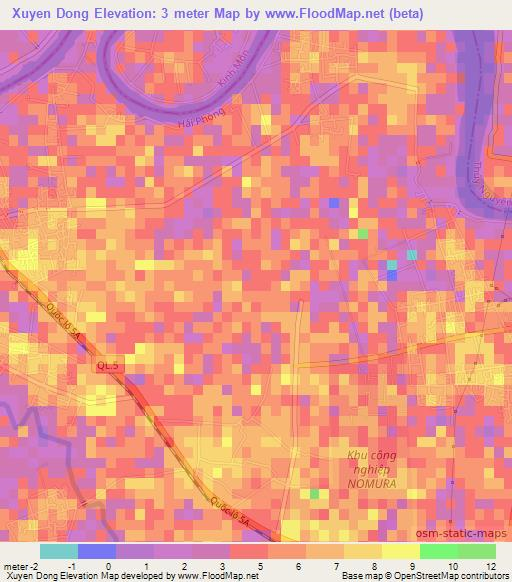 Xuyen Dong,Vietnam Elevation Map