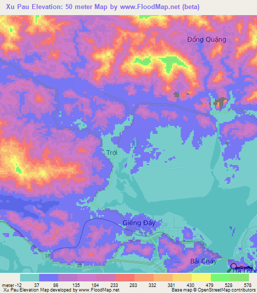 Xu Pau,Vietnam Elevation Map