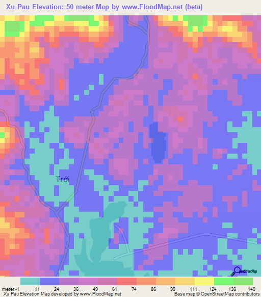 Xu Pau,Vietnam Elevation Map