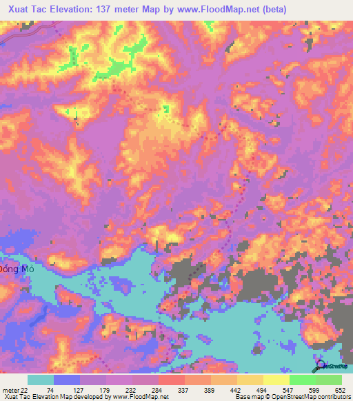 Xuat Tac,Vietnam Elevation Map