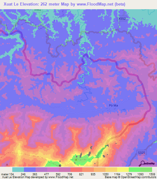 Xuat Le,Vietnam Elevation Map