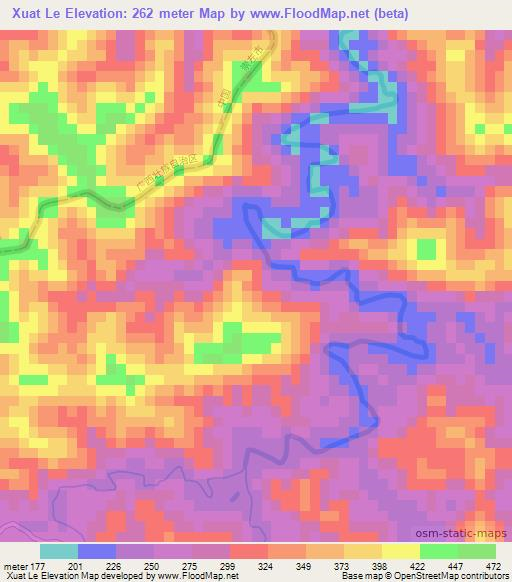 Xuat Le,Vietnam Elevation Map