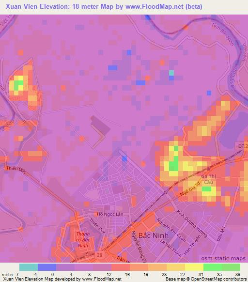 Xuan Vien,Vietnam Elevation Map