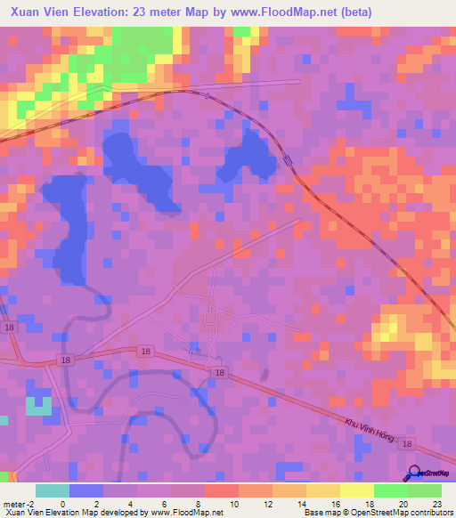 Xuan Vien,Vietnam Elevation Map