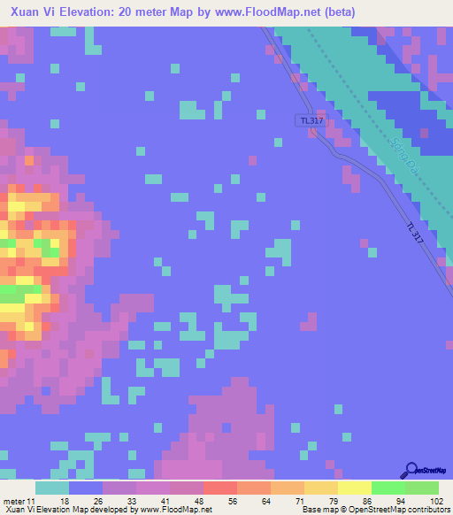 Xuan Vi,Vietnam Elevation Map