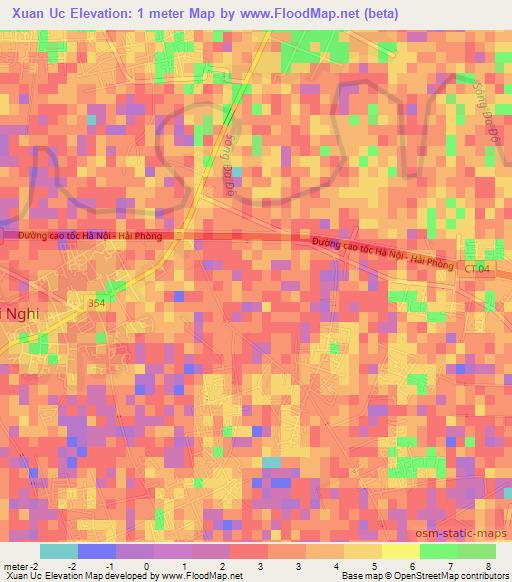 Xuan Uc,Vietnam Elevation Map