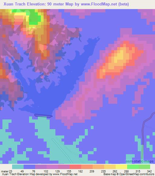 Xuan Trach,Vietnam Elevation Map