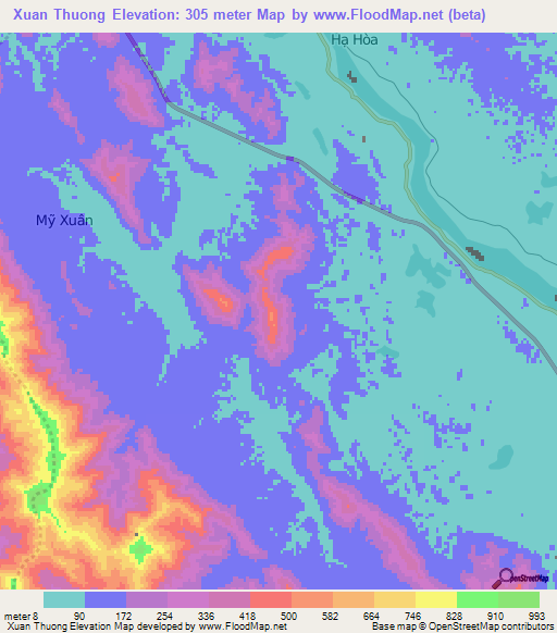 Xuan Thuong,Vietnam Elevation Map