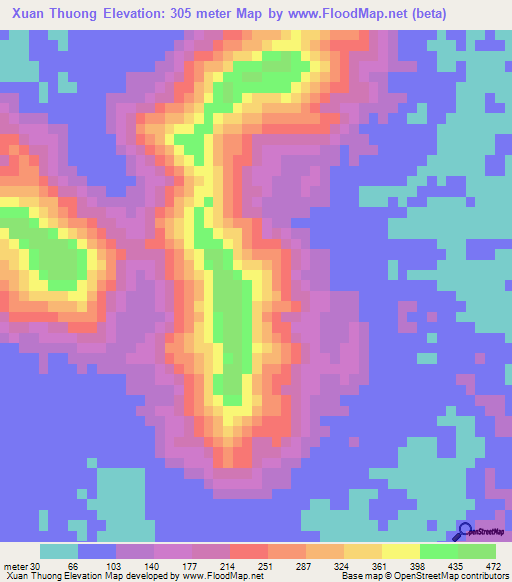 Xuan Thuong,Vietnam Elevation Map