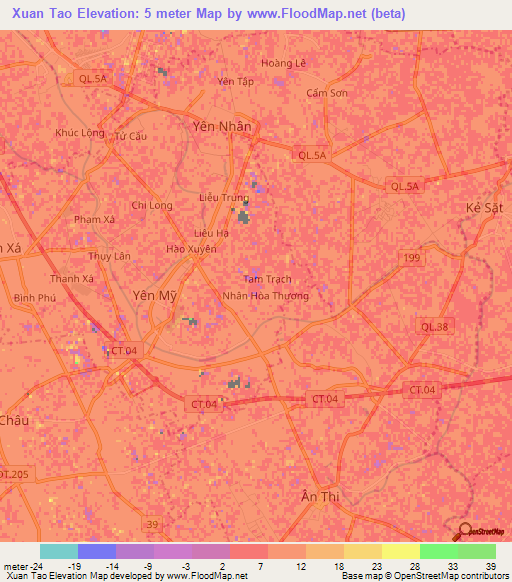 Xuan Tao,Vietnam Elevation Map