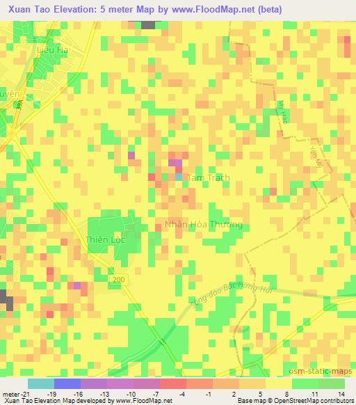 Xuan Tao,Vietnam Elevation Map