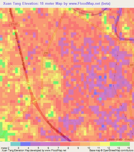 Xuan Tang,Vietnam Elevation Map