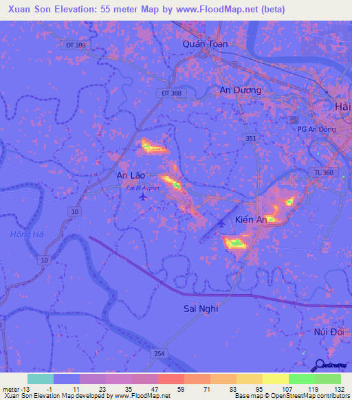 Xuan Son,Vietnam Elevation Map