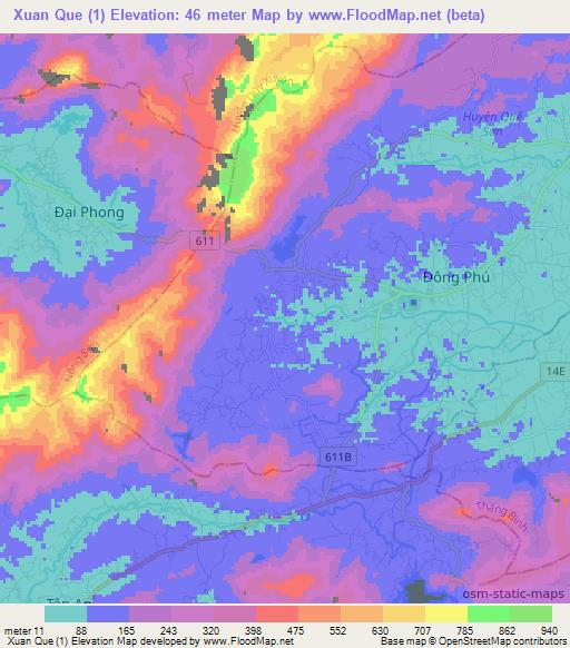 Xuan Que (1),Vietnam Elevation Map