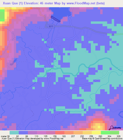 Xuan Que (1),Vietnam Elevation Map