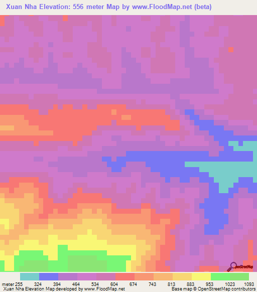 Xuan Nha,Vietnam Elevation Map