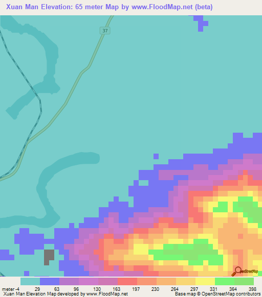 Xuan Man,Vietnam Elevation Map