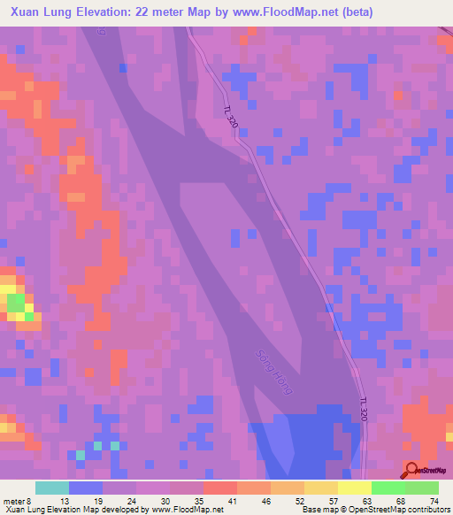 Xuan Lung,Vietnam Elevation Map