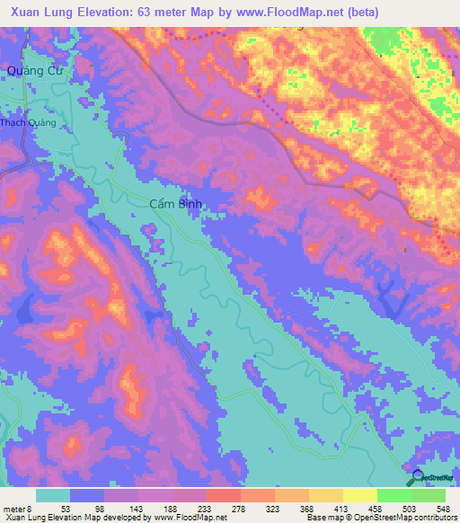 Xuan Lung,Vietnam Elevation Map