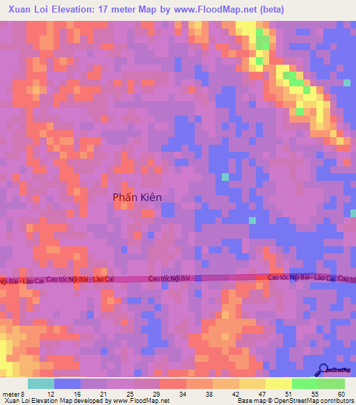 Xuan Loi,Vietnam Elevation Map