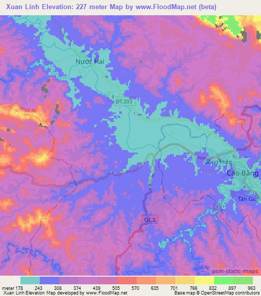 Xuan Linh,Vietnam Elevation Map