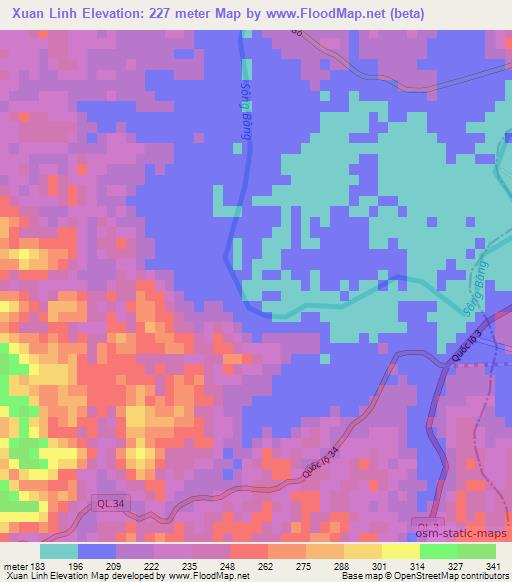 Xuan Linh,Vietnam Elevation Map