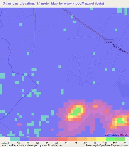 Xuan Lan,Vietnam Elevation Map