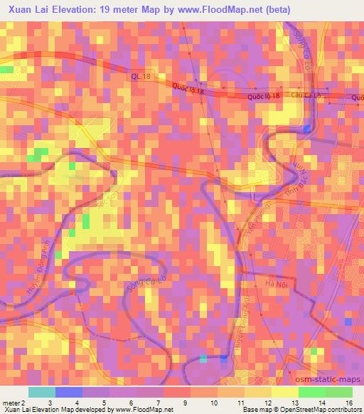 Xuan Lai,Vietnam Elevation Map