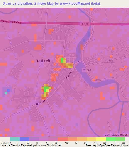 Xuan La,Vietnam Elevation Map