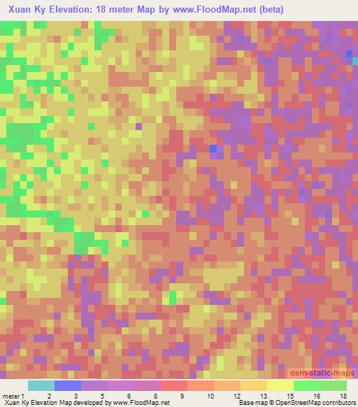 Xuan Ky,Vietnam Elevation Map