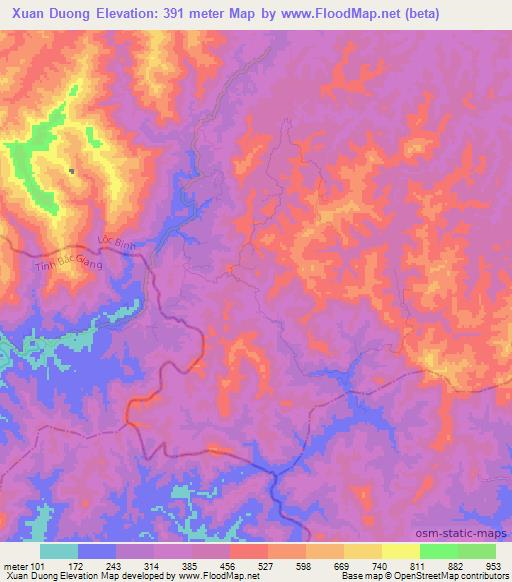 Xuan Duong,Vietnam Elevation Map