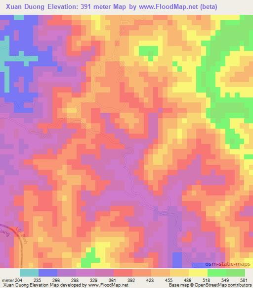 Xuan Duong,Vietnam Elevation Map