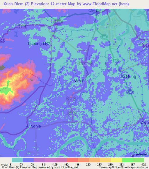 Xuan Diem (2),Vietnam Elevation Map