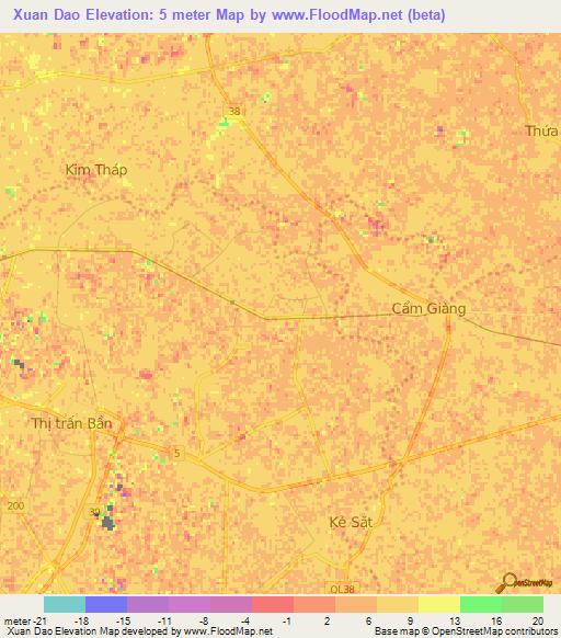 Xuan Dao,Vietnam Elevation Map