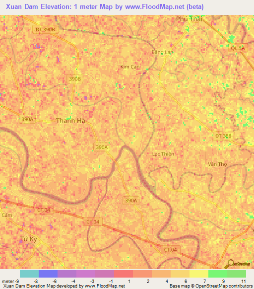 Xuan Dam,Vietnam Elevation Map